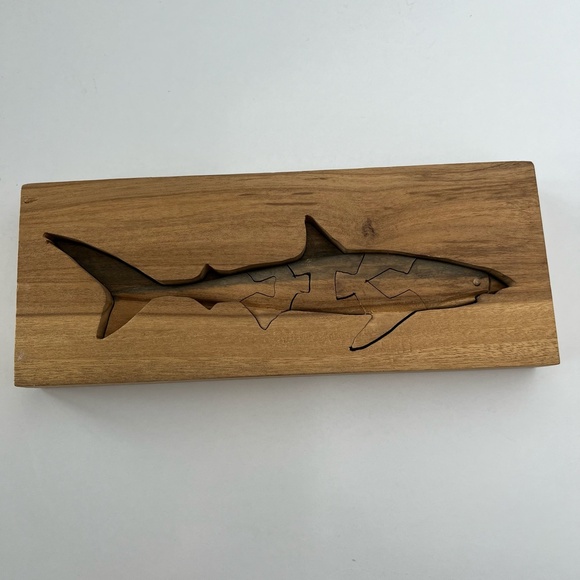 Handmade Wood Shark Puzzle Shelf Decor - Picture 6 of 10